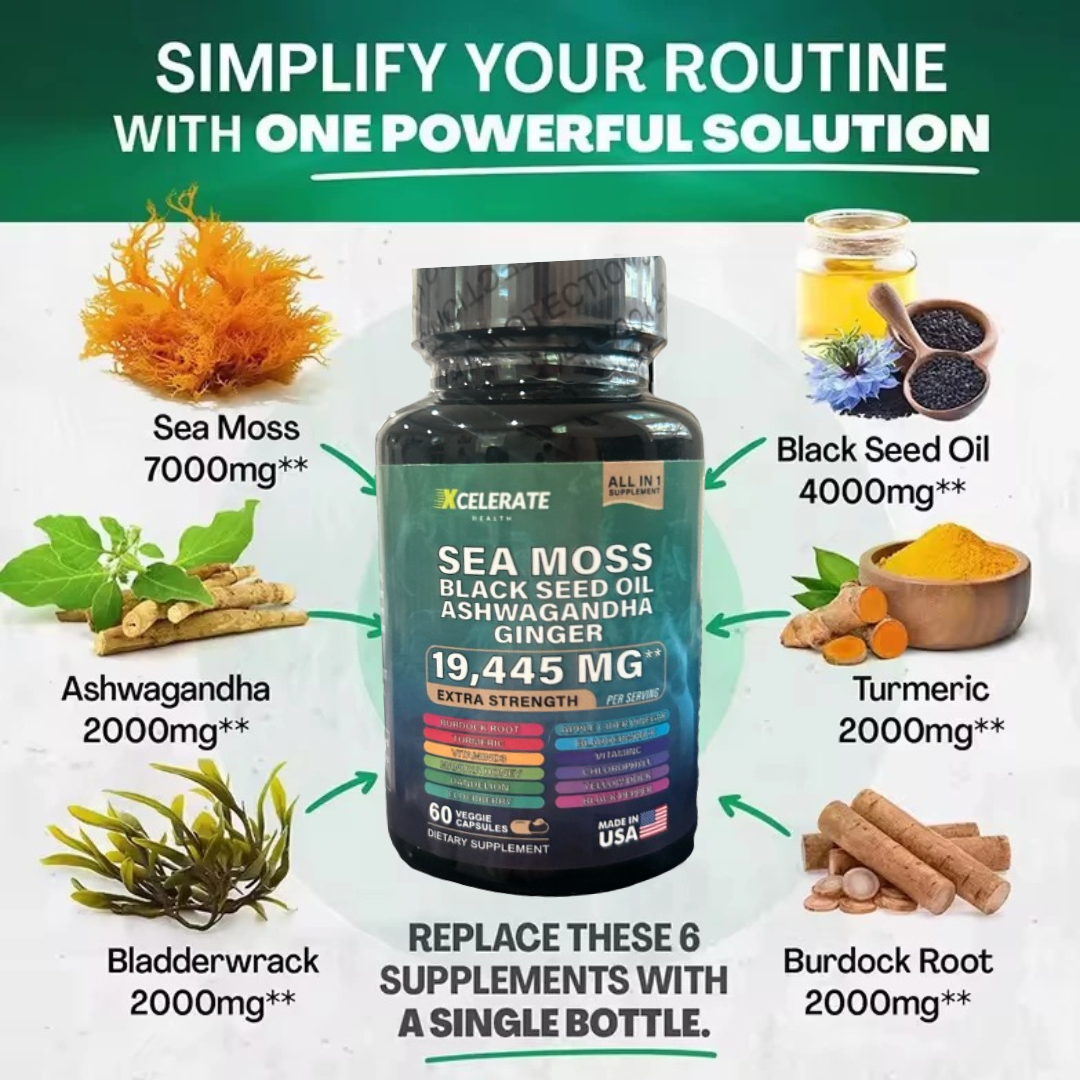 Sea Moss W/ Ashwagandha & Black Seed Oil Extra Strength All In One Supplement