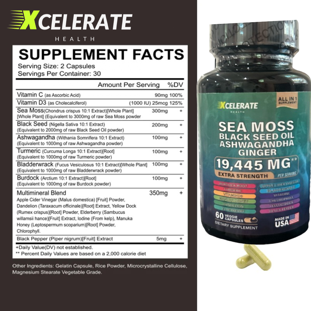 Sea Moss W/ Ashwagandha & Black Seed Oil Extra Strength All In One Supplement