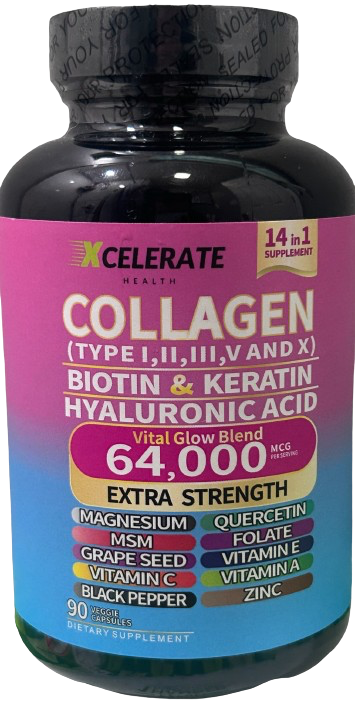 Collagen with Biotin & Keratin Vital Glow Blend for Healthy Skin and Hair Health All In 1 Supplement