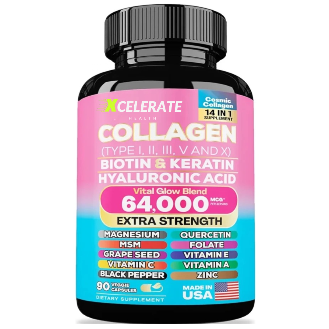 Collagen with Biotin & Keratin Vital Glow Blend for Healthy Skin and Hair Health All In 1 Supplement