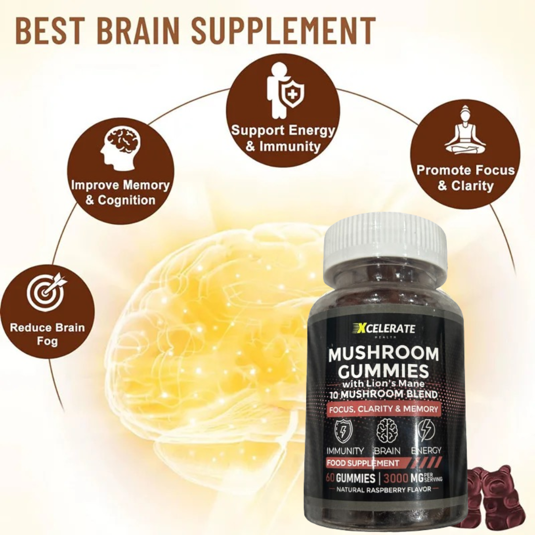 Brain Boosting Gummies for Mindful Wellness Lions Mane W/Ashwagandha & Mushroom Blend Gummies