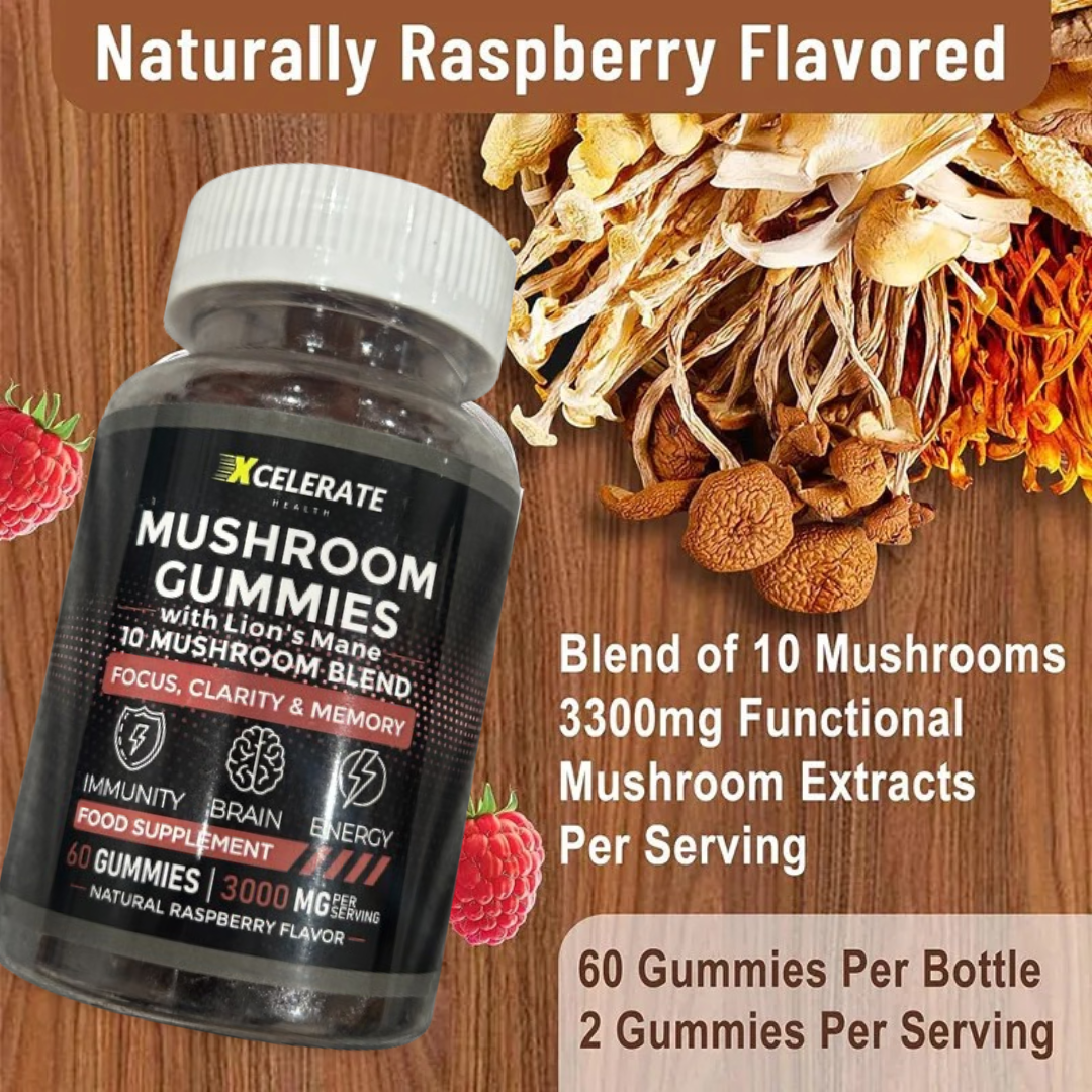 Brain Boosting Gummies for Mindful Wellness Lions Mane W/Ashwagandha & Mushroom Blend Gummies